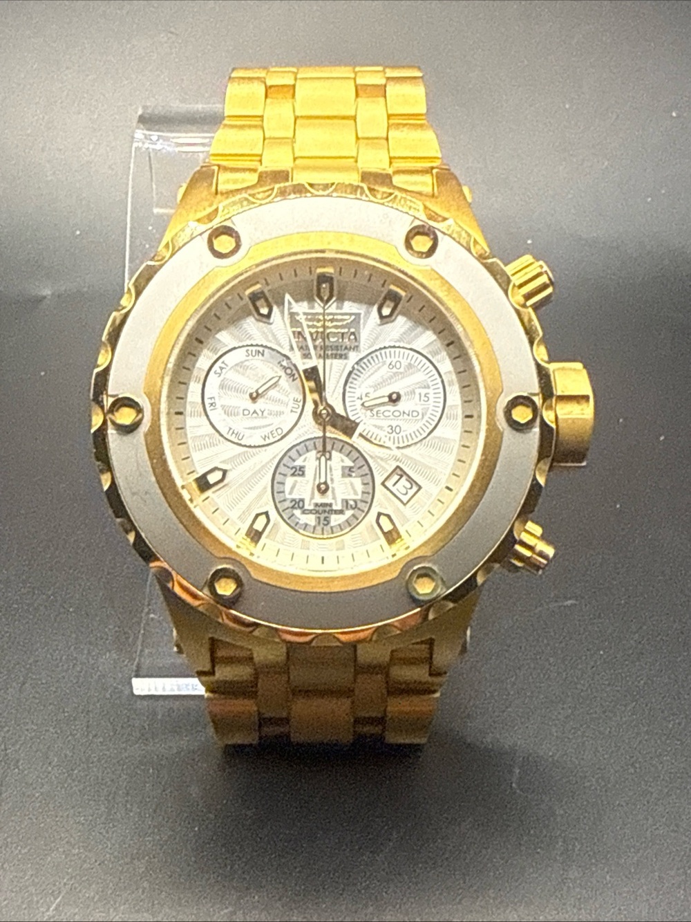 Invicta Men's 23923 Subaqua Quartz Chronograph Gold Tone New Battery